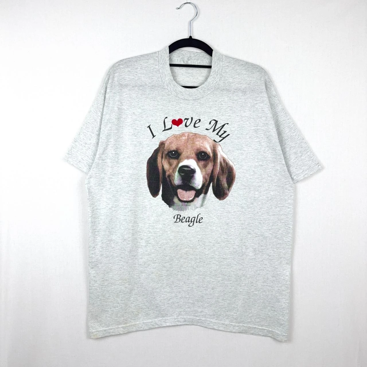 Vintage 90s I Love My Beagle Graphic T-Shirt Grey